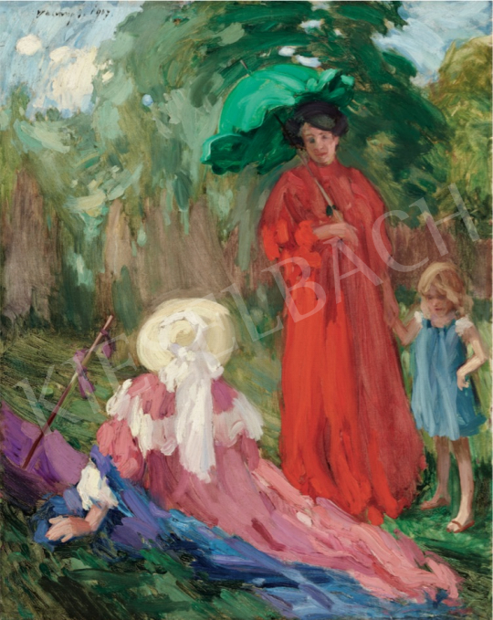  Vaszary, János - Walk in the Park, 1907 painting