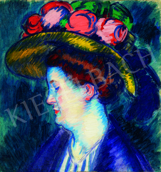  Vaszary, János - Colors in Blue (The Artist's Wife), 1910 painting