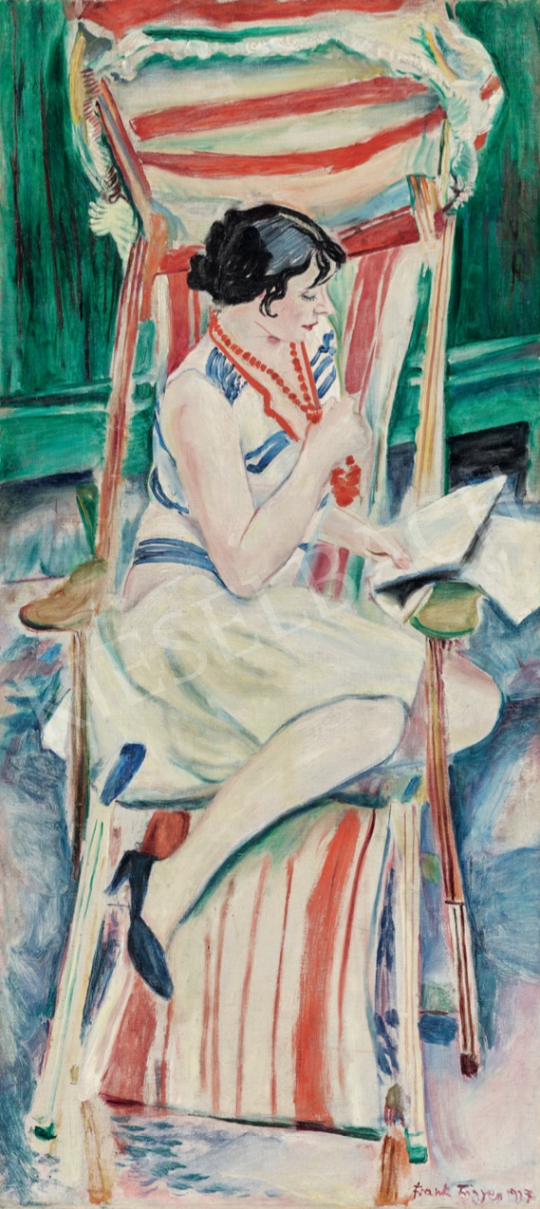  Frank Frigyes - Mimi a nyugágyban, 1927 festménye