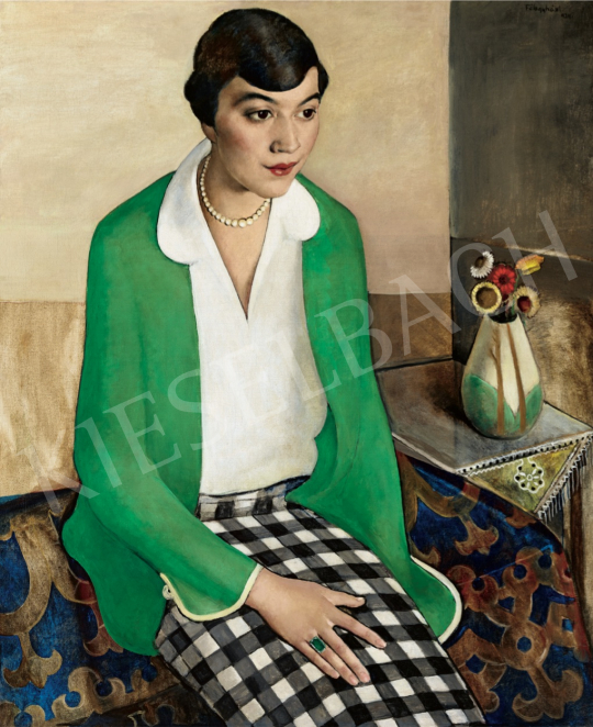  Félegyházi, László - Checked Skirt, 1924 painting