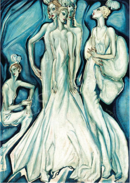  Batthyány, Gyula - High-Society Ladies in White Evening Dresses, c. 1934 painting