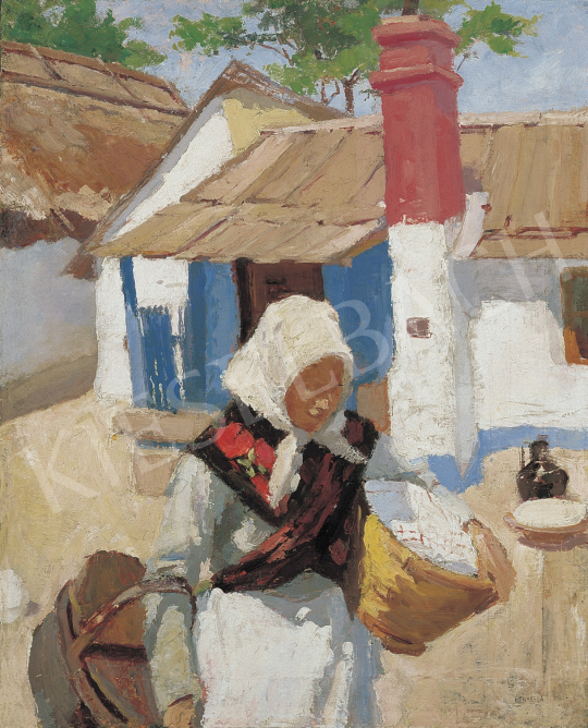 Fényes, Adolf - Peasant Girl Carrying a Basket, 1904 painting