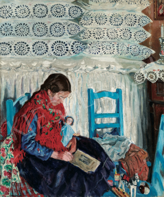  Perlmutter, Izsák - Reading Girl, 1926 painting