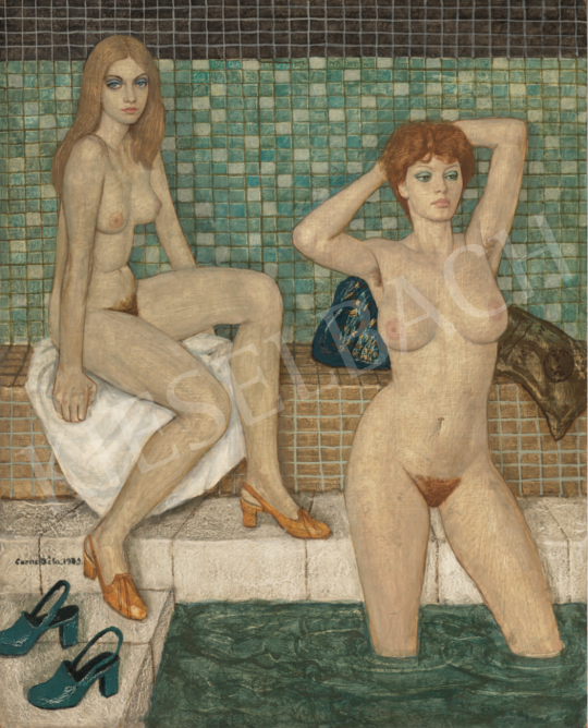  Czene, Béla jr. - In the Bath, 1979 painting