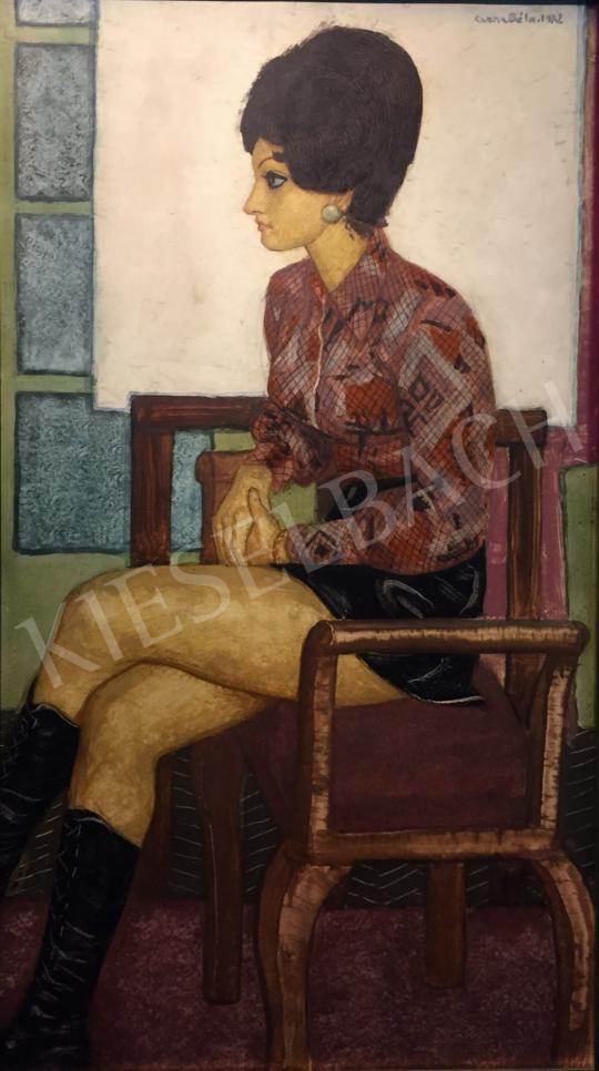  Czene, Béla jr. - Miniskirt Girl in Black Boots, 1972 painting