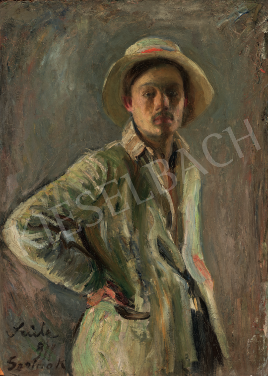 Szüle, Péter - Self-Portrait with Hat, 1911 painting