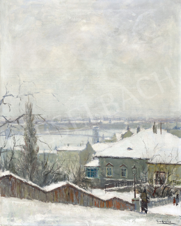 Guzsik, Ödön - View to the Danube (Winter Mood in Rózsadomb), 1930s 