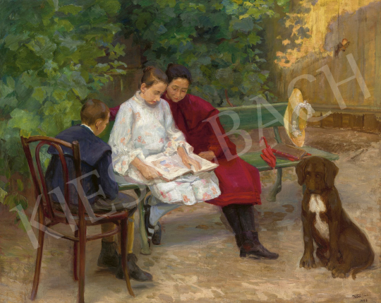 Kléh, János - Girls Reading a Newspaper, 1905 | 60th Winter Auction auction / 43 Lot