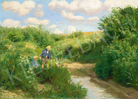  Glatz, Oszkár - Boys with Straw Hat by the Brook | 60th Winter Auction auction / 50 Lot