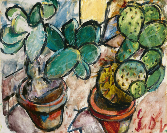  Dénes Valéria - Csendélet kaktuszokkal, 1913 körül | 60. Téli Aukció aukció / 72 tétel