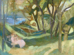  Szőnyi, István - Garden in Zebegény with reading Woman (View to the Danube) 