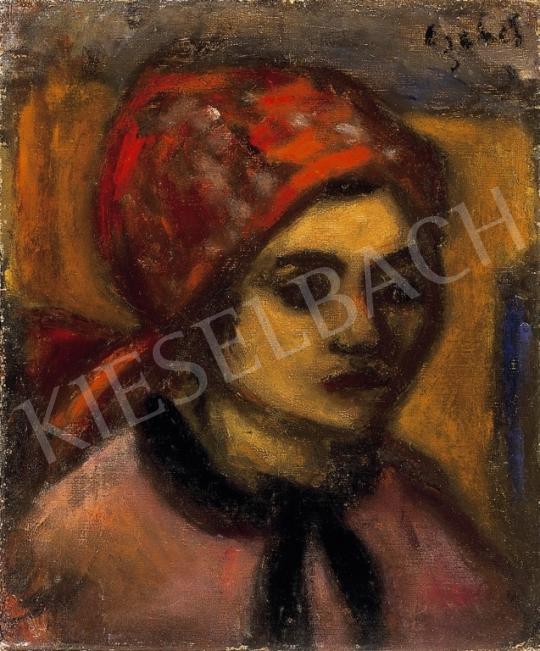  Czóbel Béla - Piroskendős nő, 1930-as évek | 14. Aukció aukció / 24 tétel