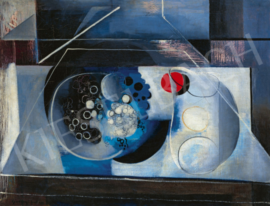 Gadányi Jenő - Kék-piros csendélet (Absztrakt csendélet, Szőlős csendélet), 1933 | 60. Téli Aukció aukció / 101 tétel