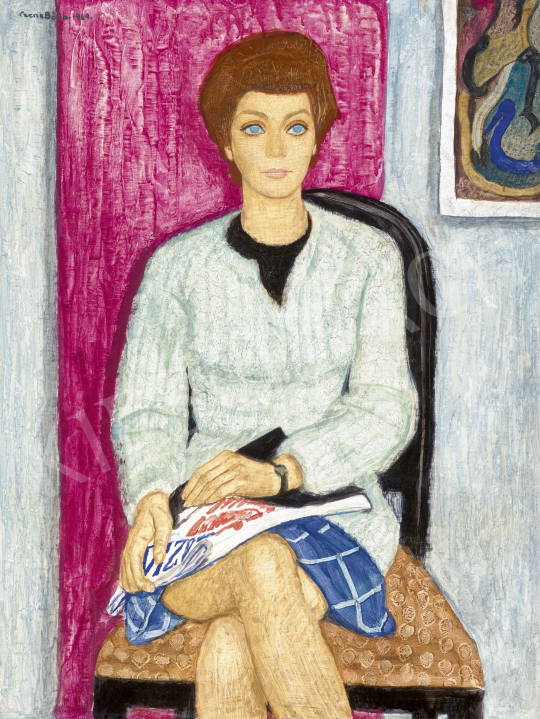 Czene Béla - Lány kék kockás szoknyában 1969 | 60. Téli Aukció aukció / 105 tétel