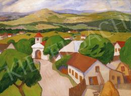  Kádár, Béla - Hilly Landscape with Red - Roofed Cottage 