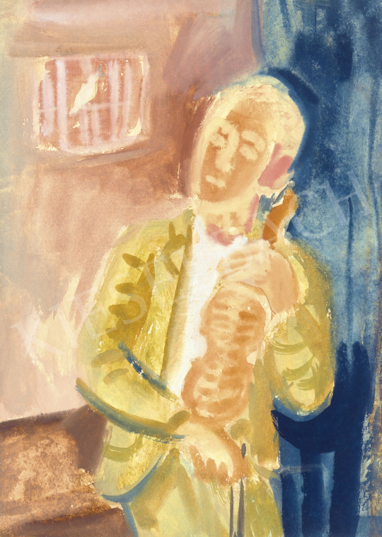 Berény Róbert - Madárdal (Fiú hegedűvel) | 60. Téli Aukció aukció / 170 tétel