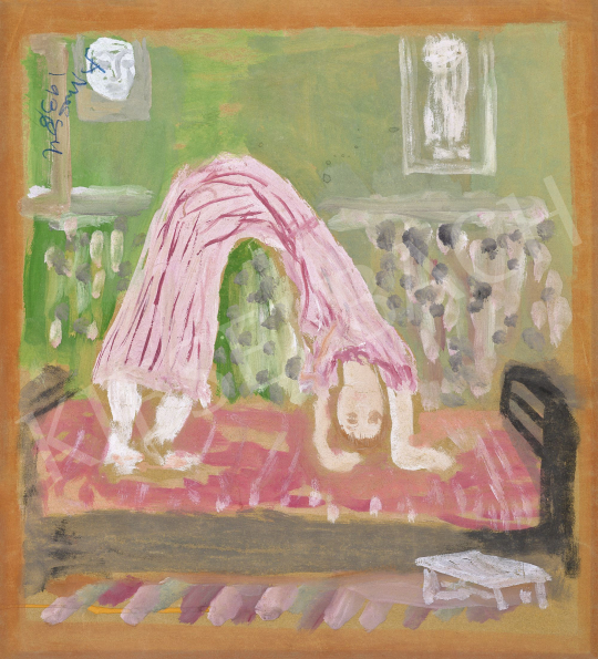  Anna Margit - Tótágas (Önarckép rózsaszín csíkos ruhában), 1938 | 60. Téli Aukció aukció / 171 tétel