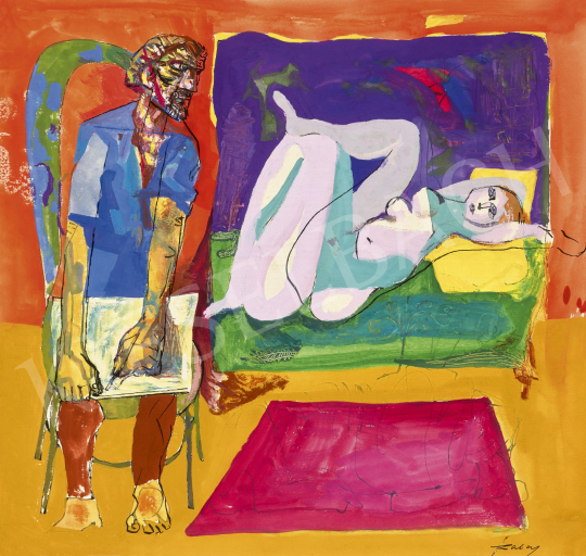 Szalay Lajos - Művész és modellje (Hommage á Picasso) | 60. Téli Aukció aukció / 176 tétel