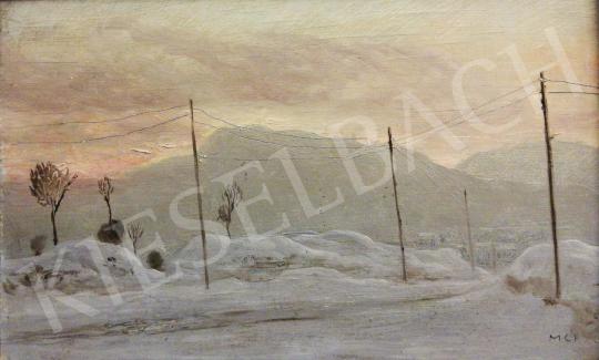  Molnár C., Pál - Winter Landscape with Pylons painting