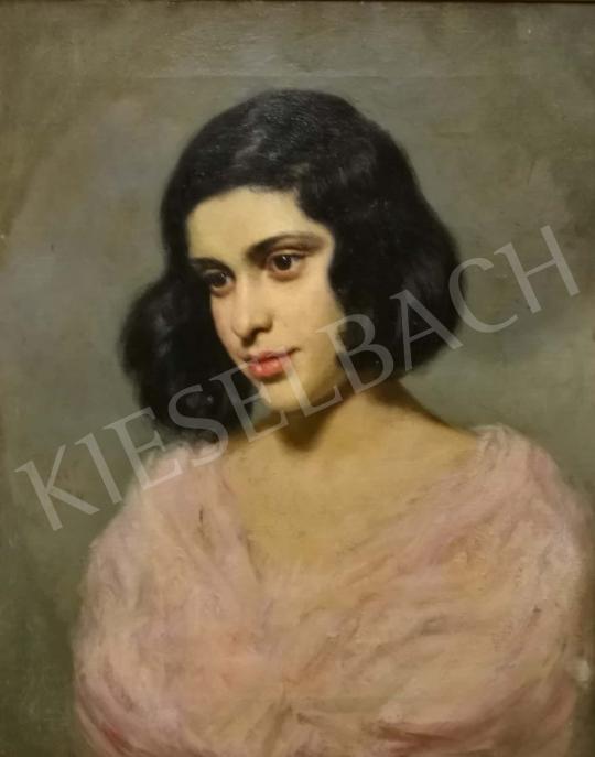  Glatz Oszkár - Rózsaszín ruhás lány, 1924 festménye