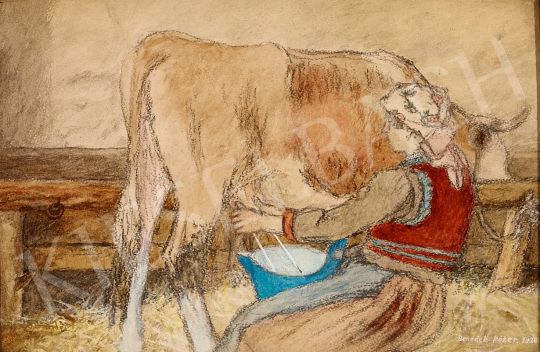 For sale  Benedek, Péter - Girl Milking Cows, 1928 's painting