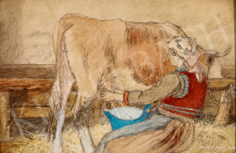  Benedek, Péter - Girl Milking Cows, 1928 