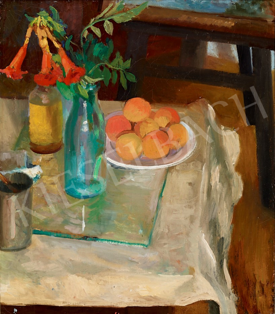 Hatvany, Ferenc - Studio Still Life with Peaches, 1920's painting