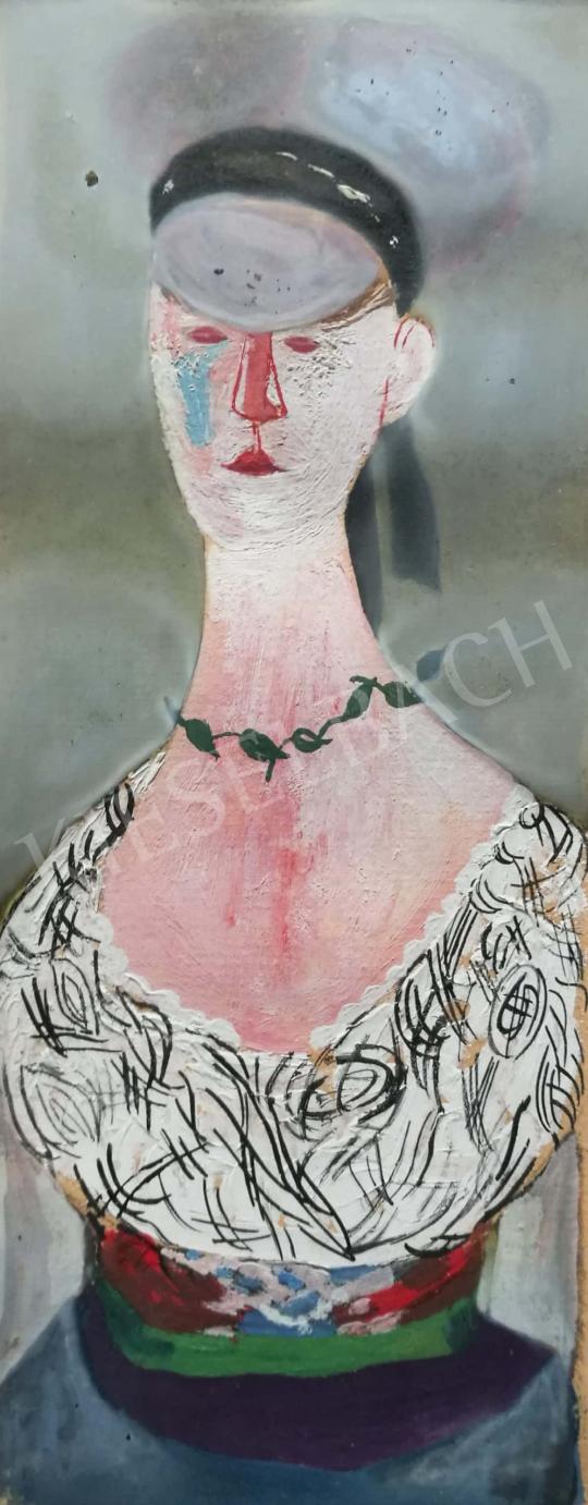 Eladó  Anna Margit - Leány elegáns ruhában, nyaklánccal festménye