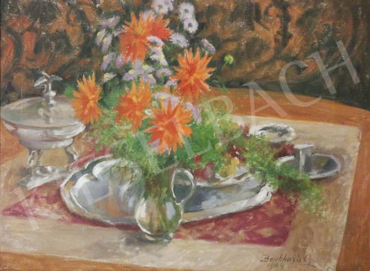 For sale  Benkhard, Ágost - Table Still-Life with Dahlias 's painting