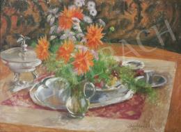  Benkhard, Ágost - Table Still-Life with Dahlias 