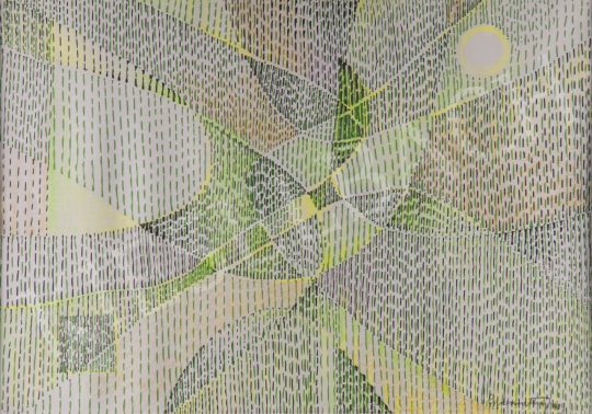 Gyarmathy, Tihamér - Spring Green Field's Quantum-Transliteration, 1989 painting