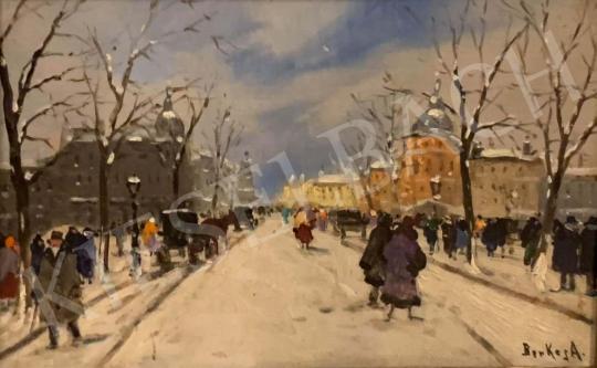  Berkes, Antal - Winter Street Scene painting