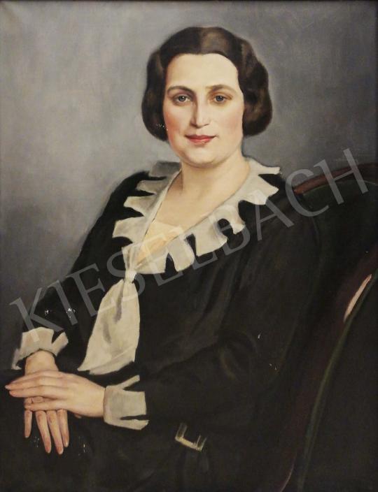  Zádor, István - Portrait of Woman in Elegant Dress painting