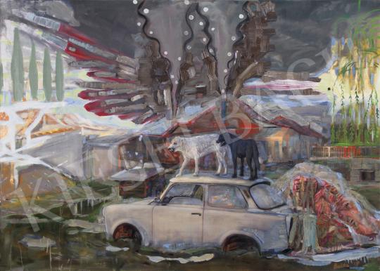  Bukta, Imre - Dogs barking dawn painting