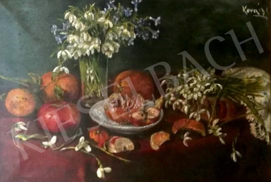 For sale  Unknown painter with a sign of Kovács - Table Still Life with Snowdrops 's painting