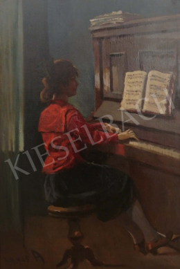 Lakos, Alfréd - Girl with piano 