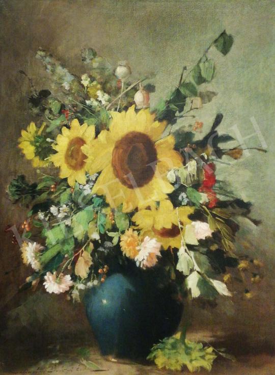 For sale Kömpöczi Balogh, Endre - Flower Still Life with Sunflowers 's painting