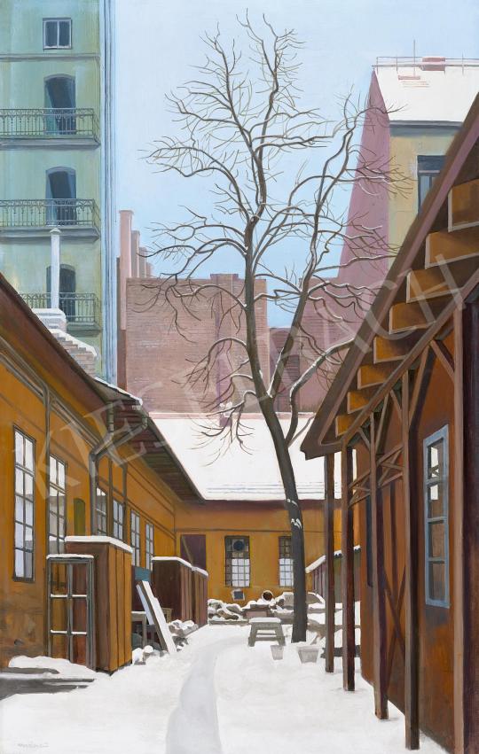 Mácsai István - Pesti csend (Tél a városban) festménye