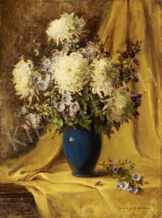 For sale  Henczné Deák, Adrienne - Flower Still Life with Yellow Draphery 's painting