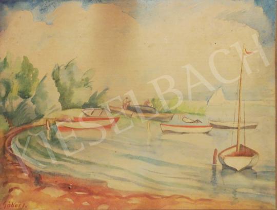Eladó  Gábor Jenő - Öböl vitorlással (Balatoni látkép) festménye