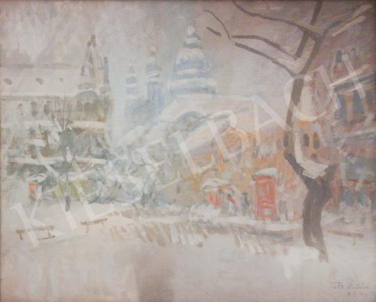 For sale Tóth B. László - Winter Street Scene in Budapest 's painting