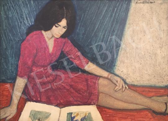 Czene, Béla jr. - Reading Girl, 1965 painting