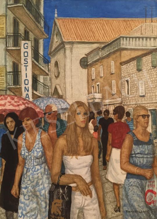  Czene, Béla jr. - Blonde Girl on the Mediterranean Street, 1980 painting