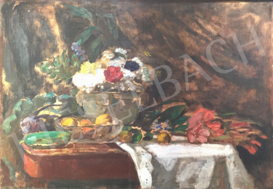 For sale  Iványi Grünwald, Béla - Still life with fruits and flowers 's painting