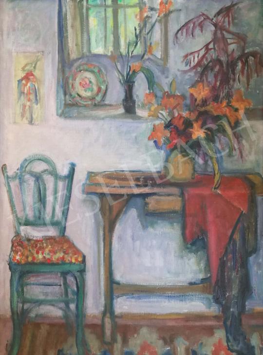 Gráber, Margit - Interior with flowers painting