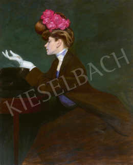 Heller Ödön - Hölgy virágos kalapban, 1905 