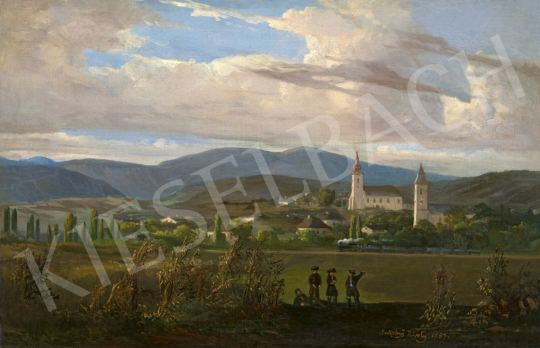  Jakobey Károly - Tokaj melletti táj gőzmozdonnyal (Tarcal), 1859 | 61. Tavaszi Aukció aukció / 88 tétel