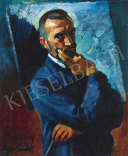 Ziffer Sándor - Műteremben (Önarckép festőállvány előtt), 1920-as évek 