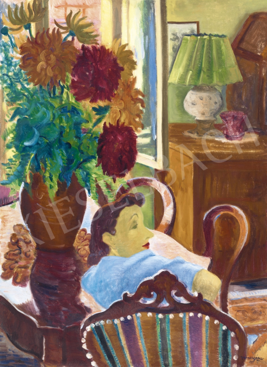  Vörös Géza - A nyitott ablak (A művész otthona), 1939 | 61. Tavaszi Aukció aukció / 122 tétel