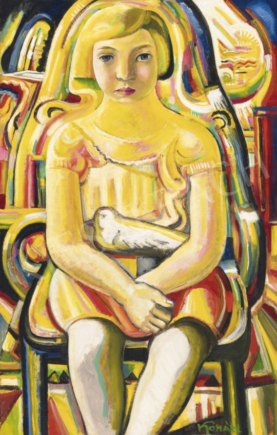 Kohán György - Kislány galambbal, 1930-as évek | 61. Tavaszi Aukció aukció / 143 tétel